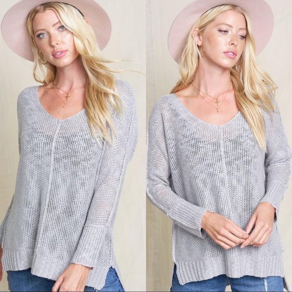 TAKE A BREAK SOFT LUXE SWEATER TOP-GRAY